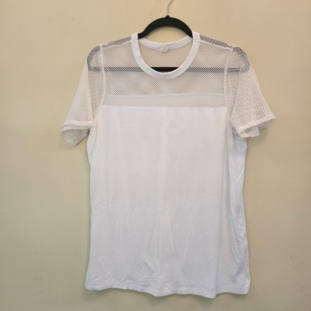 Garage White Mesh Yoke Top Women's Sz M Minimalist Capsule